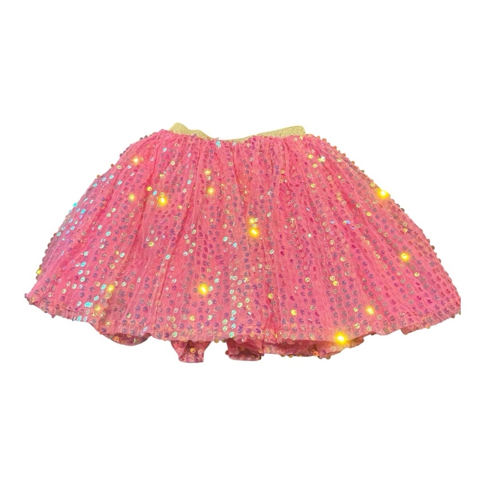 Pink Sequin Tutu Tulle Skirt w/Gold Waistband – Girls Size L GGG